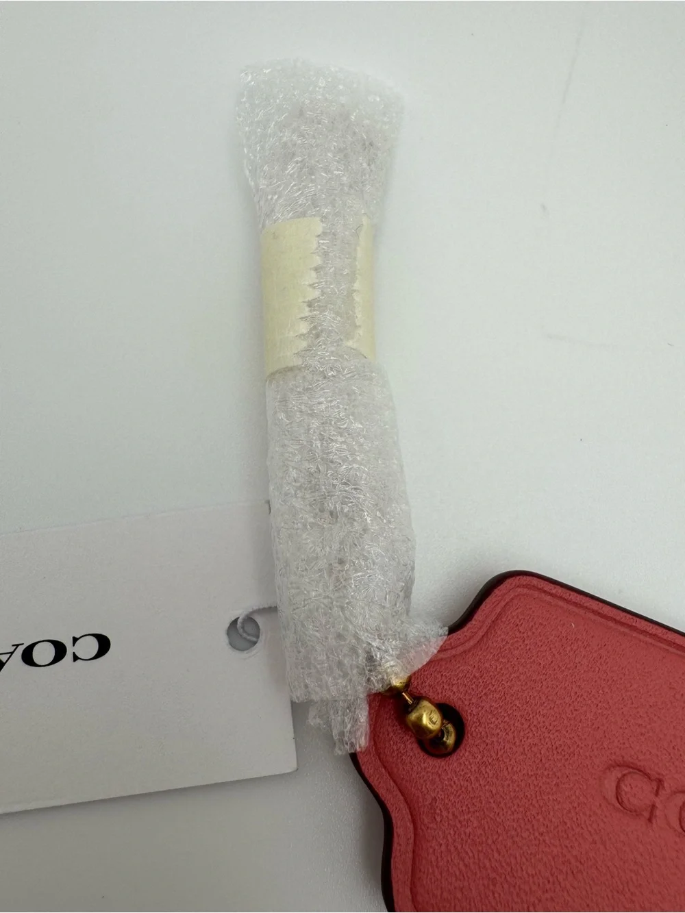 Coach CBA16 Taffy Pink Leather Hangtag Replacement Bag Charm Gold Chain NWT 2.5